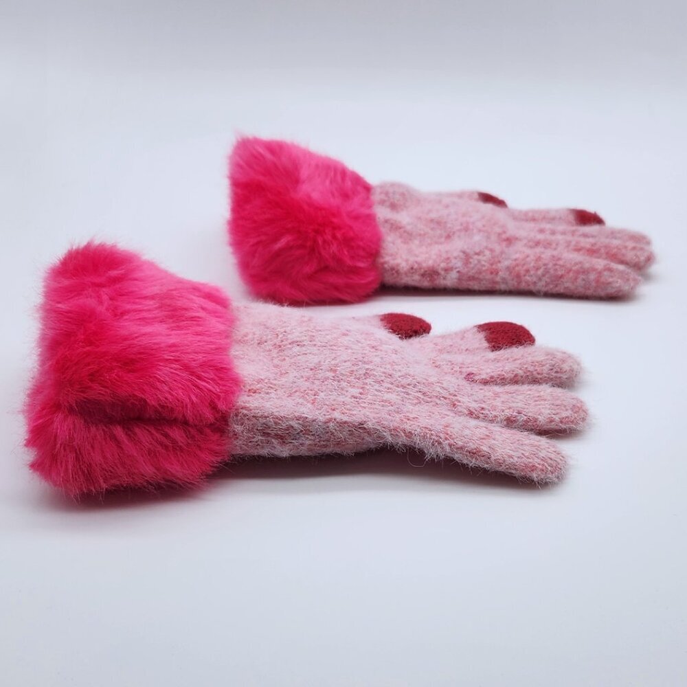 💙 Kids pinks fuzzy gloves, winter gloves with touch screen fingertips, cute - Picture 10 of 10